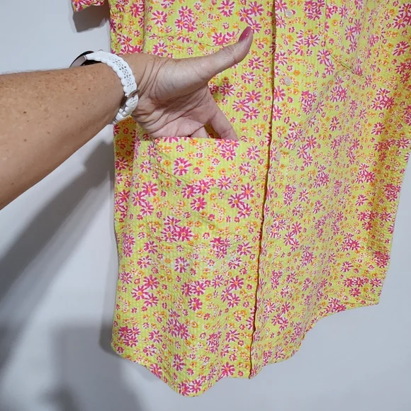 Vintage Lilly Pulitzer Seersucker Cotton Men’s Funky Floral Button Down Shirt S